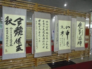 胡志明主席汉字诗书法展展示的作品